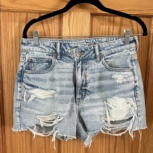 American Eagle Outfitters Light Blue Distressed Jean Shorts